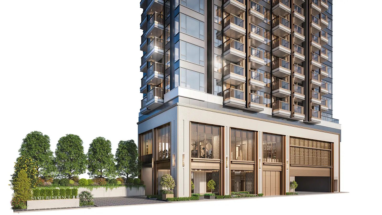 Rendering of the Podium of “STATE RESIDENCE”